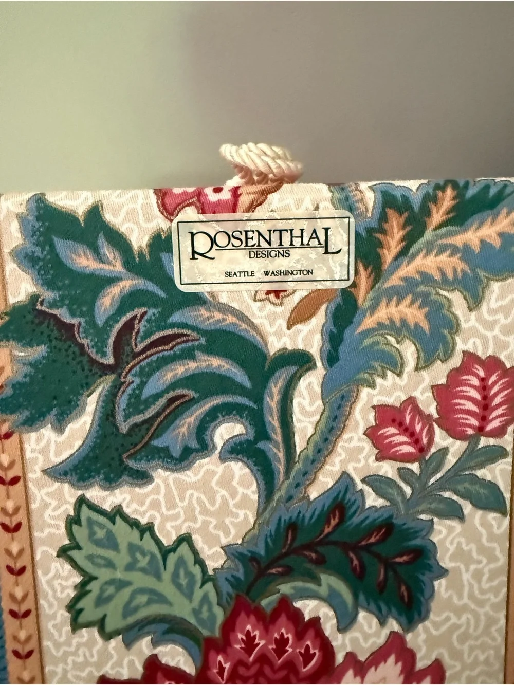 Vintage Rosenthal Fabric covered jewelry boxes photo storage rope detail floral